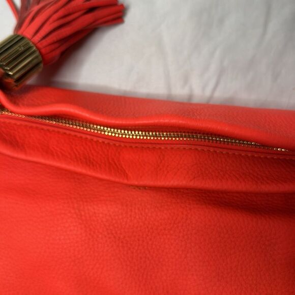 India Hicks Carmen Leather Clutch In Flamingo. - Picture 13 of 13